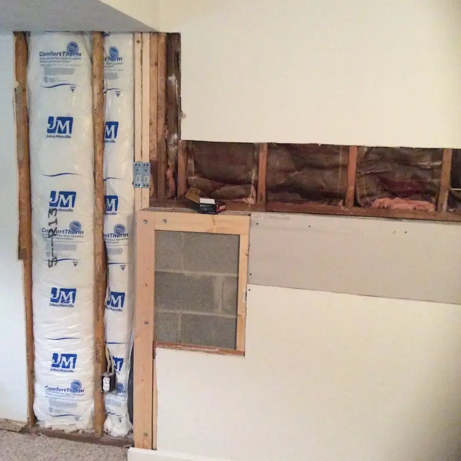 Wall insulation replacement during Basement Flood Cleanup in Pasadena Hills